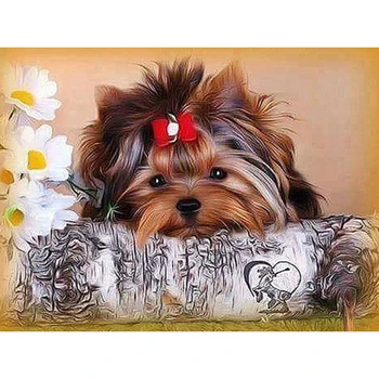 

Diamond Painting Animals Dog Picture Rhinestone Full Square Diamond Embroidery Animals Yorkshire Terrier Mosaic Kit Crafts