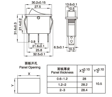 5 шт. ВКЛ-ВЫКЛ 3Pin клавишный выключатель DPST 15A/20A 250 V/125VAC