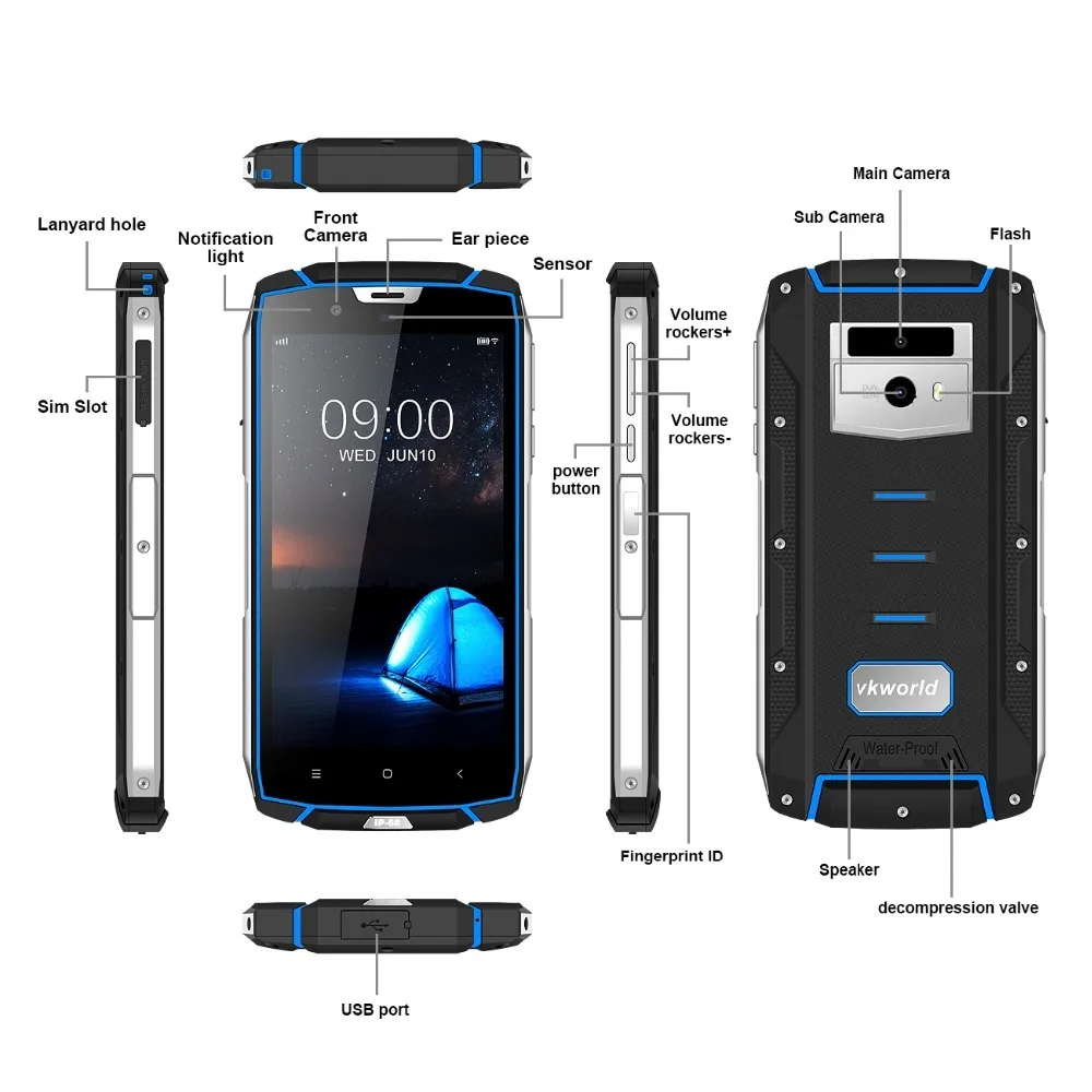 Vkworld VK7000 4G LTE телефон MTK6750T Octa Core 4 GB Оперативная память + 64 Встроенная Android 8 0 OTG 5600 mAh 5