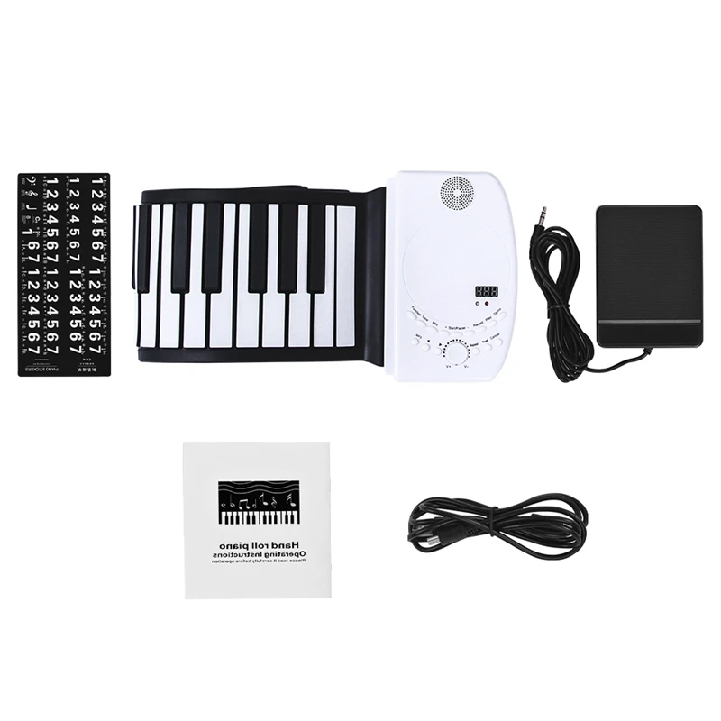  Portable 61 Keys Roll Up Piano Digital Keyboard Piano Soft Silicone Electronic Keyboard Recharge Ba