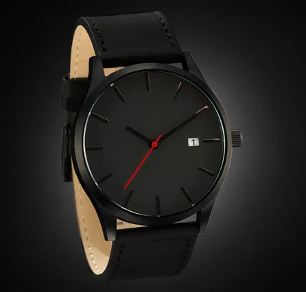 Elegante Orologio Da Uomo Nero Case. Quadrante Faccia Nera Nero Mani Movimento G Elegante Orologio Da Uomo Nero Case. Quadrante Faccia Nera Nero Mani Movimento G