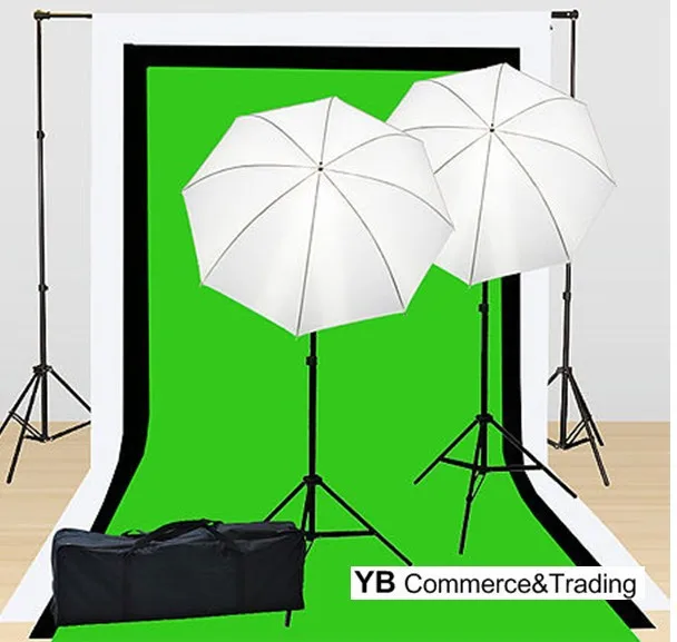 Studio Lighting Kit Background Stand(black blue white) 10'x12' Muslin