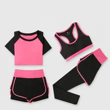 4 шт./компл. летний Йога костюм для фитнеса женский с высокой талией Тонкий спортивный костюм для улицы быстросохнущая Спортивная одежда для бега