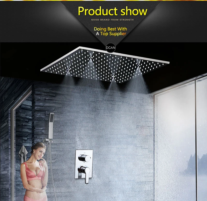 Bathtub Rainfall Shower Head Set Polished Wall Mounted SPA Massage Spray Panel Mixer Taps Shower Faucets Set Chrome Finish (12)