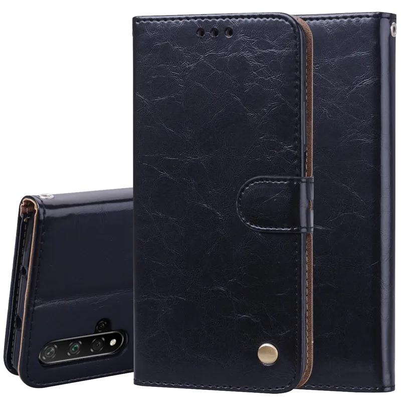 Huawei Honor 20 Чехол флип-чехол, роскошный кожаный чехол-бумажник чехол для huawei Honor 20 Pro Чехол для телефона с держатель для карт Coque Fundas - Цвет: Black