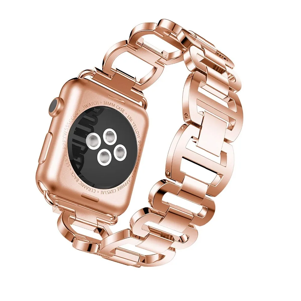 Ceny Metalowe ze stali nierdzewnej kobiety bransoletka dla apple watch series 4 3 2 1 38 MM 42 MM taśma metalowa pasek do zegarka Iwatch 4 40 MM 44 MM pasek do zegarka