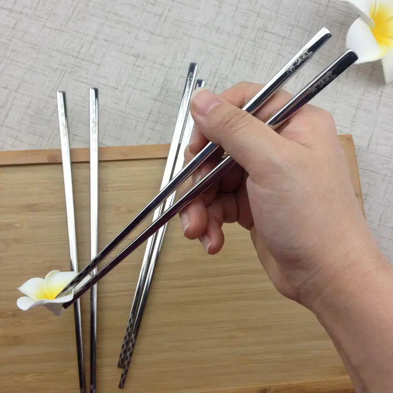 Stainless steel metal chopsticks reusable hollow chopsticks Korean