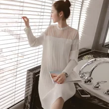 Maternity Dresses Maternity Autumn 2016 big yards loose long-sleeved perspective cool pleated dress long section