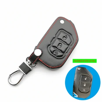 

2019 Popular High Quality Leather Car Folding Key Case Cover Holder Skin For Jeep Wrangler JL 2018 3 Buttons Protective Shell