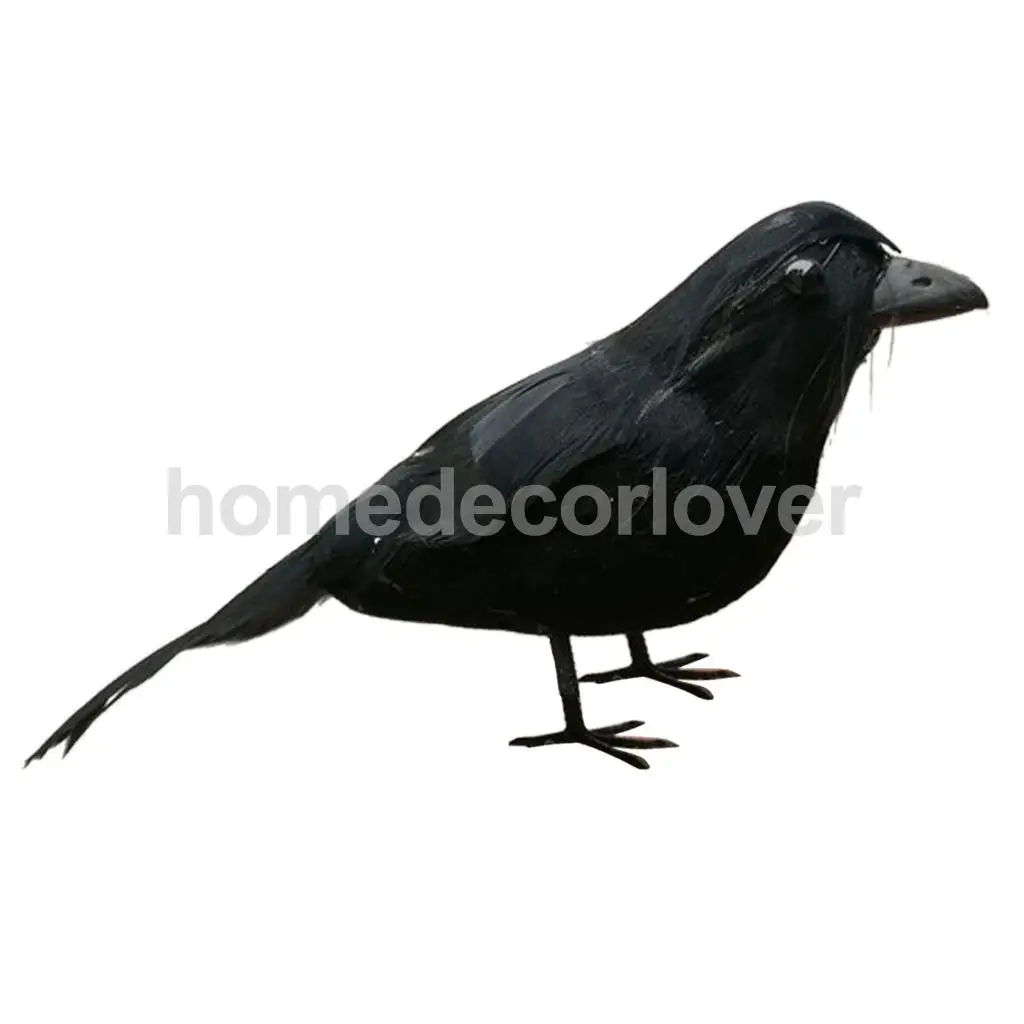 Artificial Realistic Feathered Crow Raven Birds Garden Tree Wedding Decor Photo Props Halloween Decor Craft