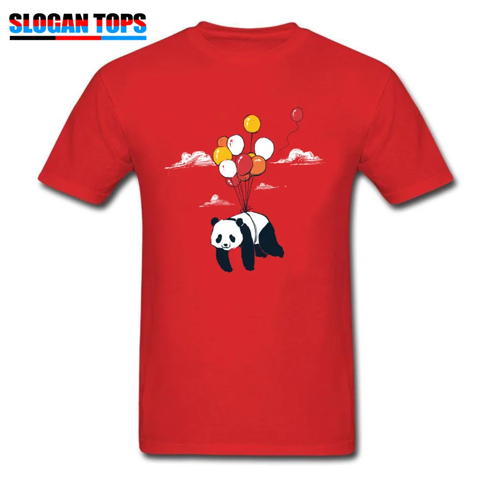 Men Cute Printed On Tees Round Neck Summer Fall 100% Cotton T-shirts Printed On Short Sleeve Flying Panda Tops Tees Flying Panda red