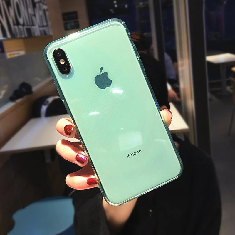 

SUYACS 7 Candy Colors Clear Shockproof Phone Case For iPhone 7 8 Plus X XS Max XR 6 6S Ultra Thin Soft TPU Original Back Cover