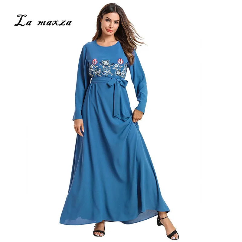 

Muslim Dress Evening Abaya Gowns Embroidery Moroccan Kaftan Modest Abaya Muslim Girls Abaya 7547