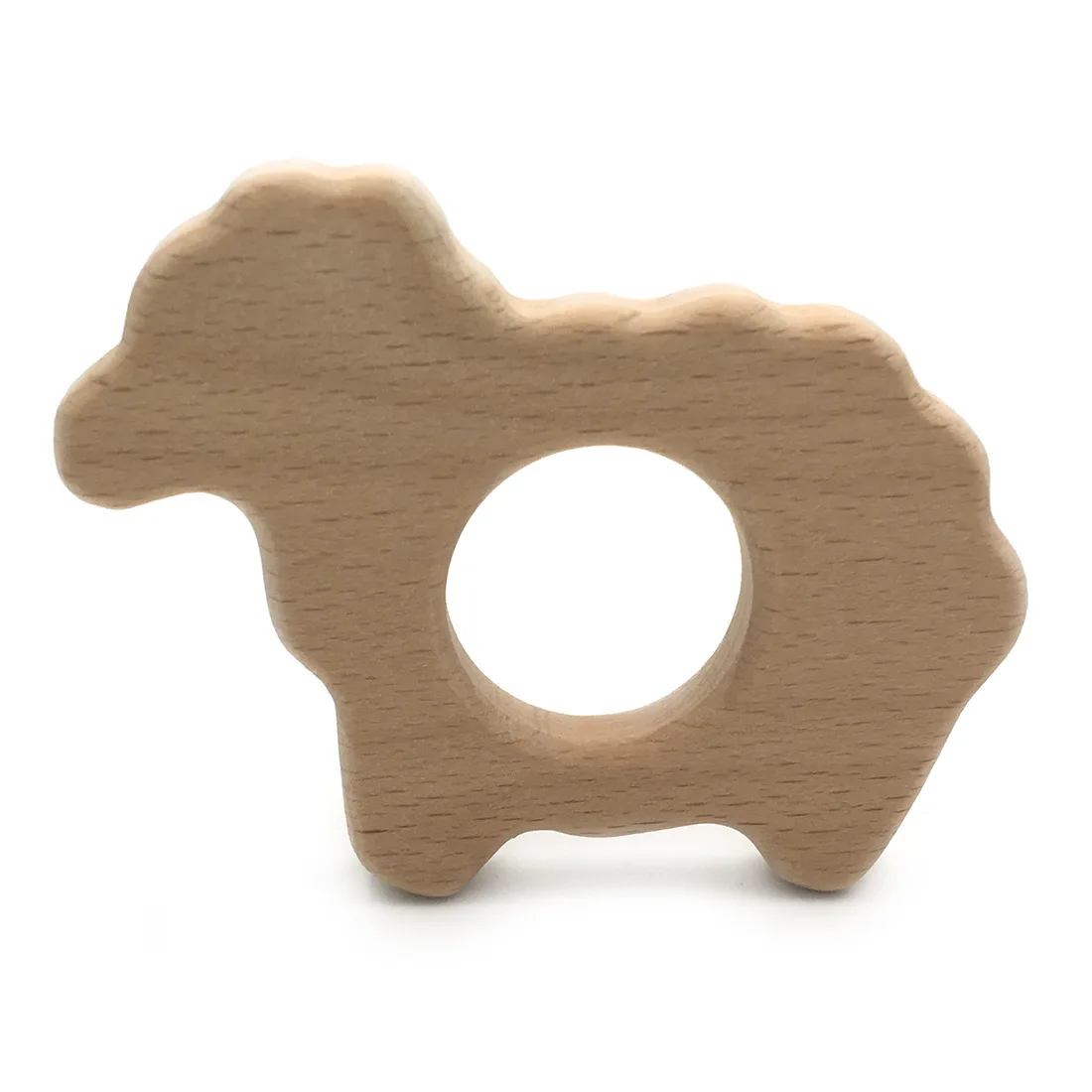 

Baby Teether Natural Wooden Shape Animals Teether Toy 5C Unfinished Sheep Beads Baby Safe Sensory Grasping Toy