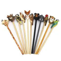 Милые практические творческие деревянные животных карандаш ученики Приз Канцелярские написание карандаш деревянный корабль животных