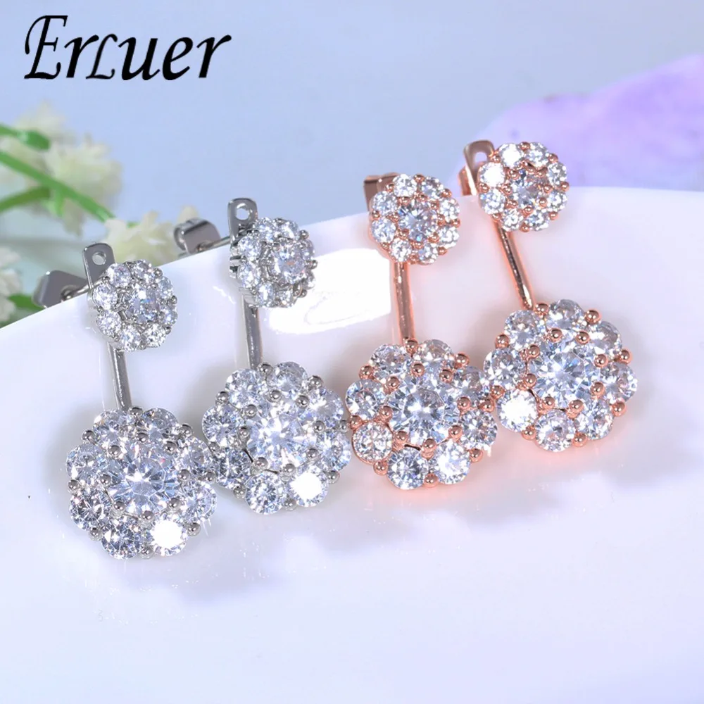 Серьги подвески ERLUER женские из розового золота с фианитами|Серьги-подвески| |