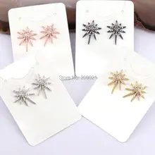 6 пар микро Pave CZ звезда серьги гвоздики для женщин, Новая металлическая медь, кубический цирконий модные серьги