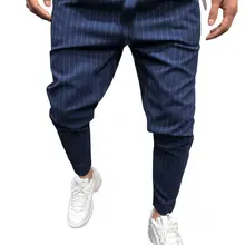 Костюм брюки мужские повседневные Модные Полосатые мужские брюки с маленькими ногами Pantalon De Vestir Hombre мужской костюм