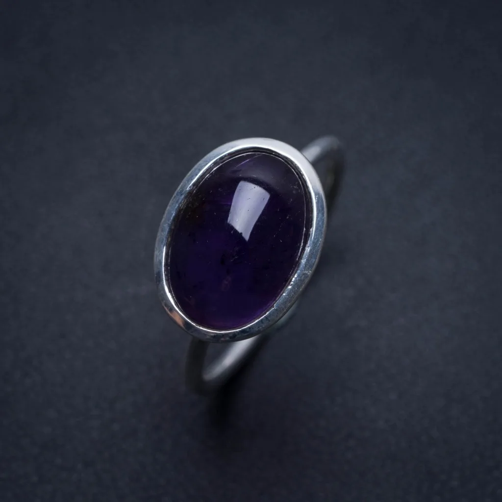 

Natural Amethyst Handmade Indian 925 Sterling Silver Ring, US Size 9 S2397