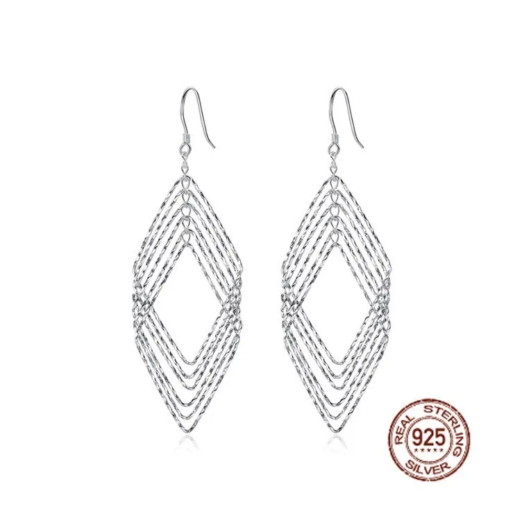 

Wjpeng Fashion European and American style exaggerated diamond 925 silver earrings, trendy temperament
