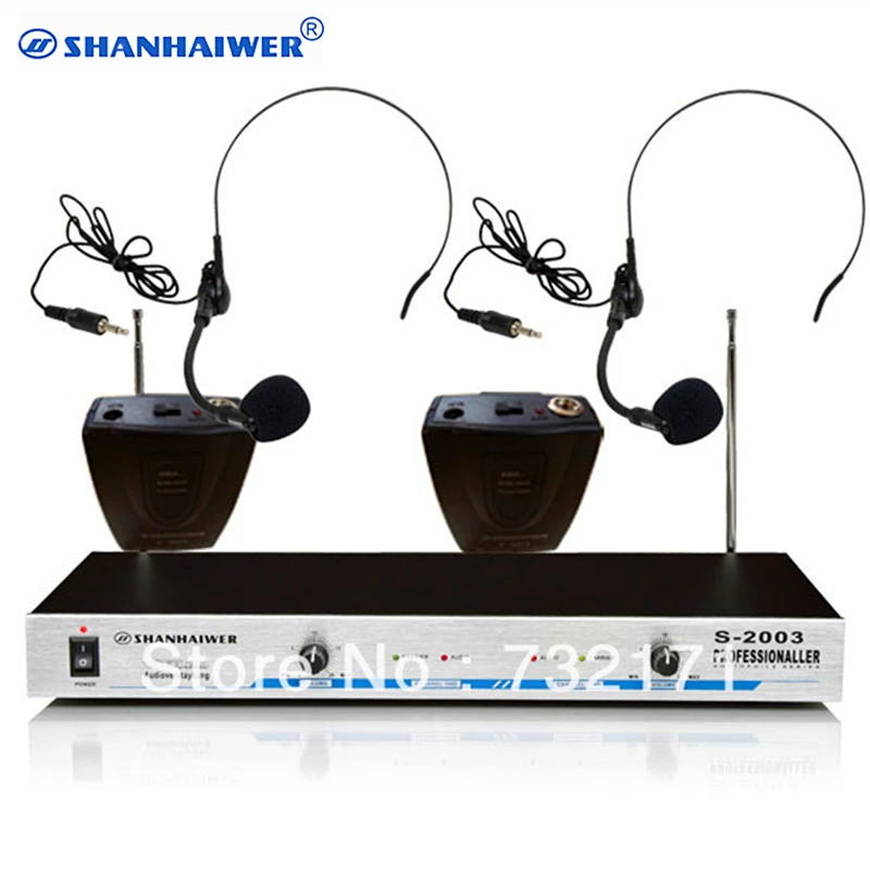 VHF Частотный диапазон двухканальный головной микрофон Беспроводная