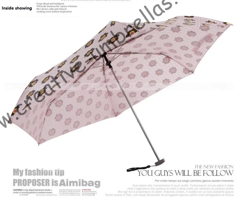 

Mini pocket flower printed parasol,three fold,manual 6 ribs,nickel plated frame,abs runner,hand open pocket cute mini umbrellas