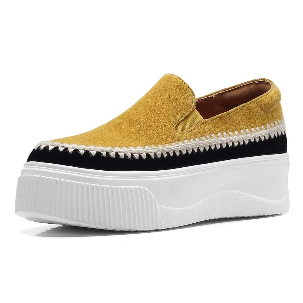 Profonde 2019 Chaussures L8f1 Fond Noir jaune Augmenté Glissement Vulcanisé Suede Couleurs Kid Sur Coince Style Simples Mélangées Épais Peu Haute Casual tsxQrhdCB