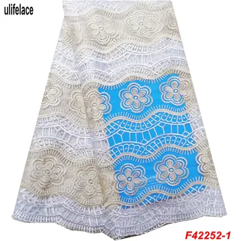 

Nigerian lace Fabrics White Polyester Mesh Embroidery African french lace fabric high quality bridal tulle lace trim F4-2252