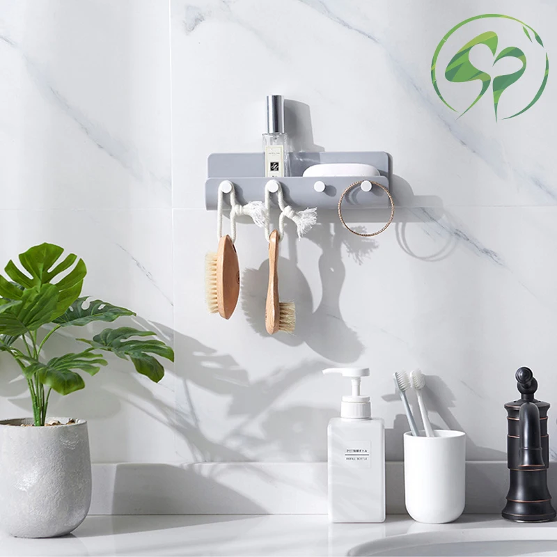 

Storage Holder Hanging Keys Rack wall-mounted with four hook Storage Rack books sundries organized shelf