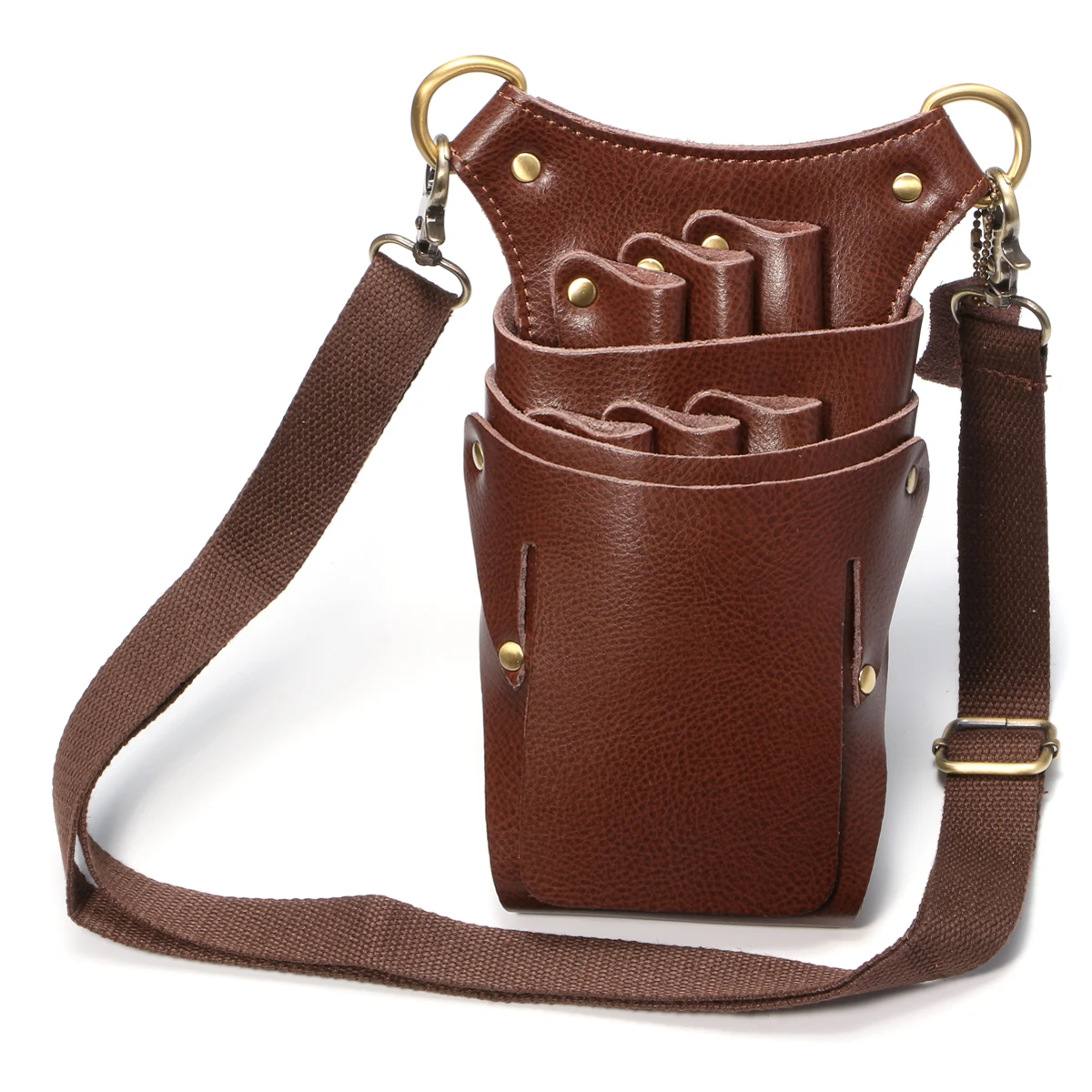 1Pc Leather Hairdressing Bag Scissors Combs Clips Rivet Holster Pouch