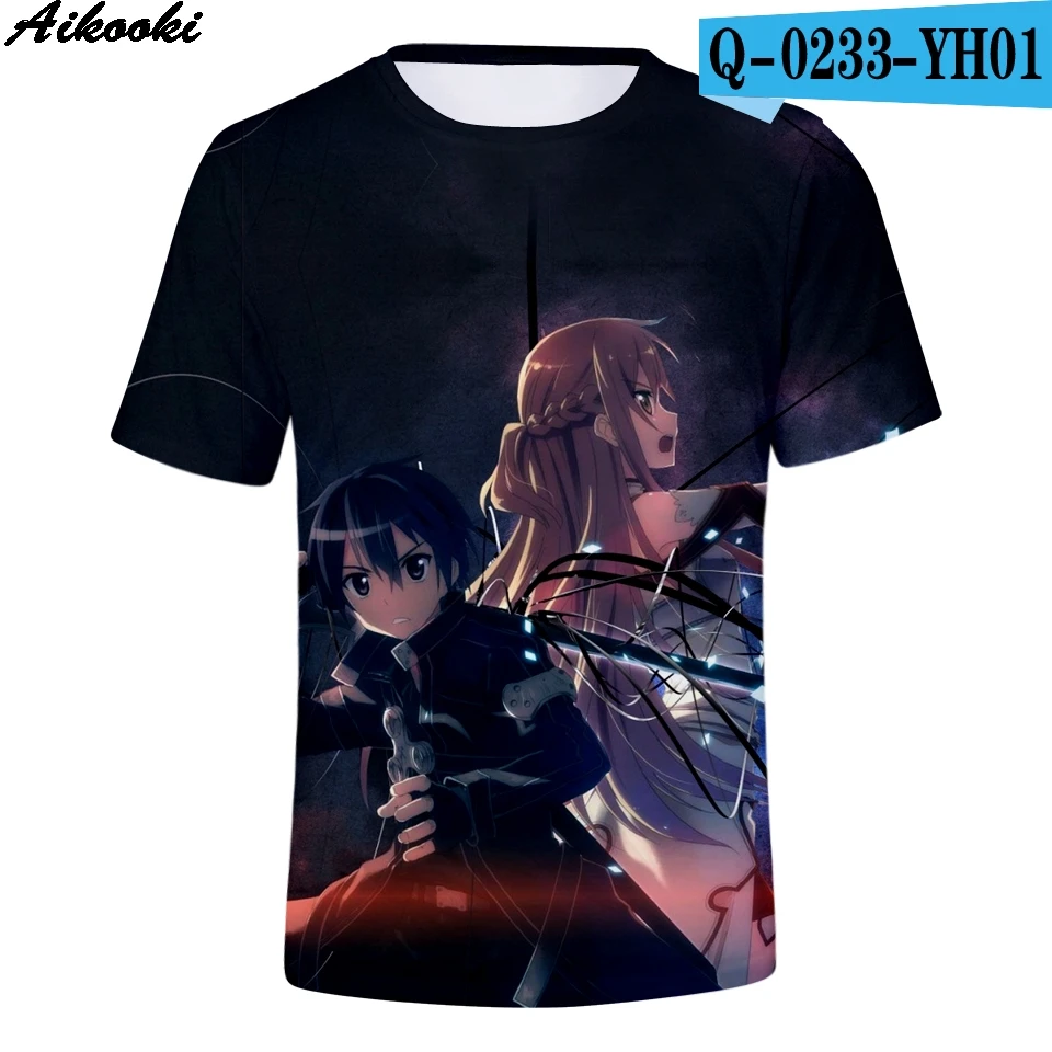 Aikooki Sword Art Online Футболка мужская Sword Art Online 3D аниме футболка Мужская/Женская летняя футболка с коротким рукавом Harajuku футболки XXS-4XL - Цвет: 3D