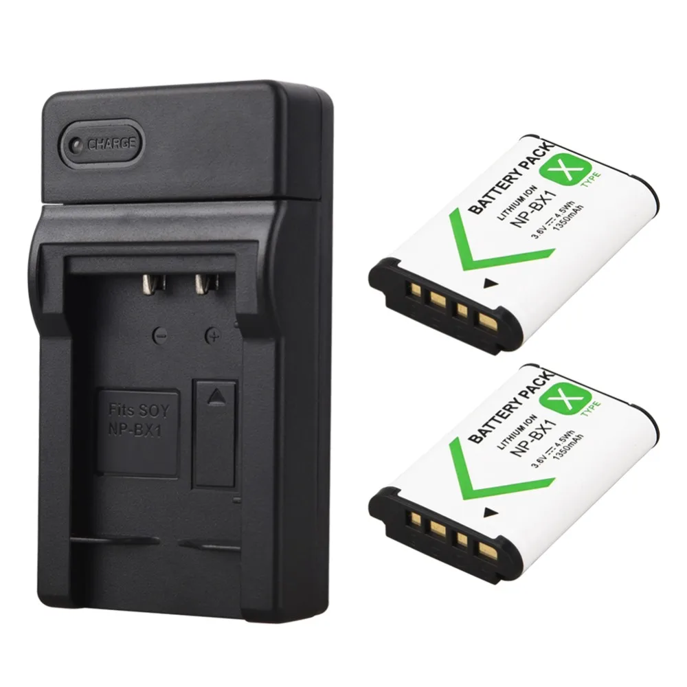

2Pcs 1350mAh NP-BX1 NP BX1 Battery + USB Charger for Sony DSC RX1 RX100 M3 M2 RX1R GWP88 PJ240E AS15 WX350 WX300 HX300 HX400