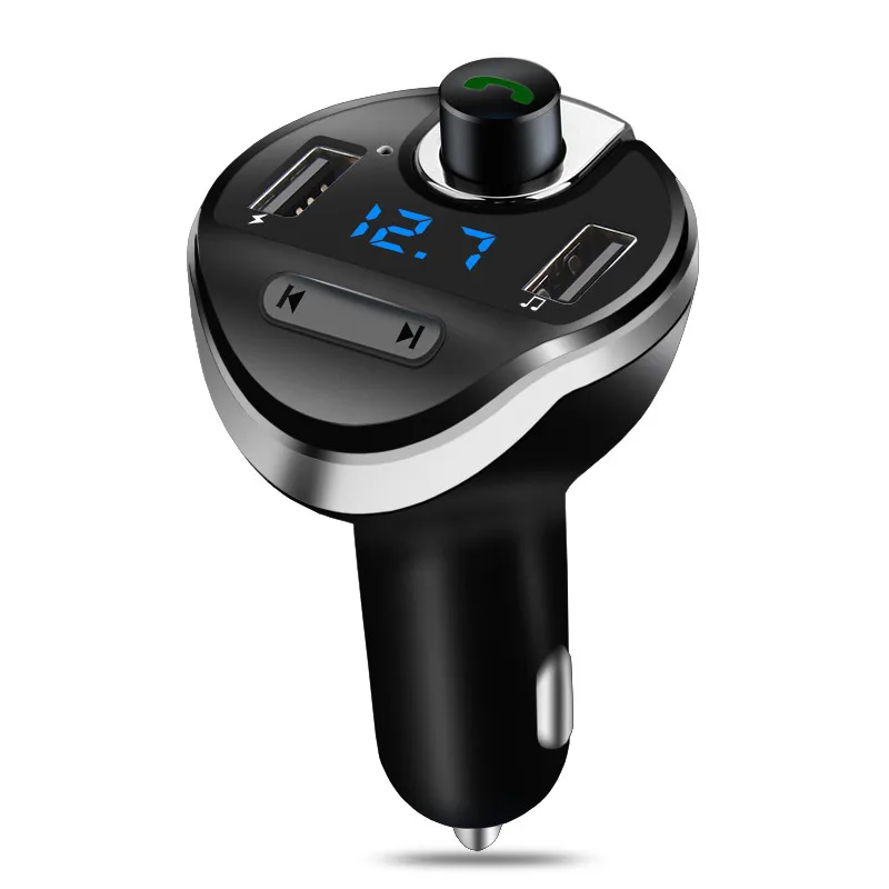 JINSERTA Car MP3 Audio Player Bluetooth FM Transmitter Wireless Modulator Car Kit HandsFree w/TF Slot 2 USB Port