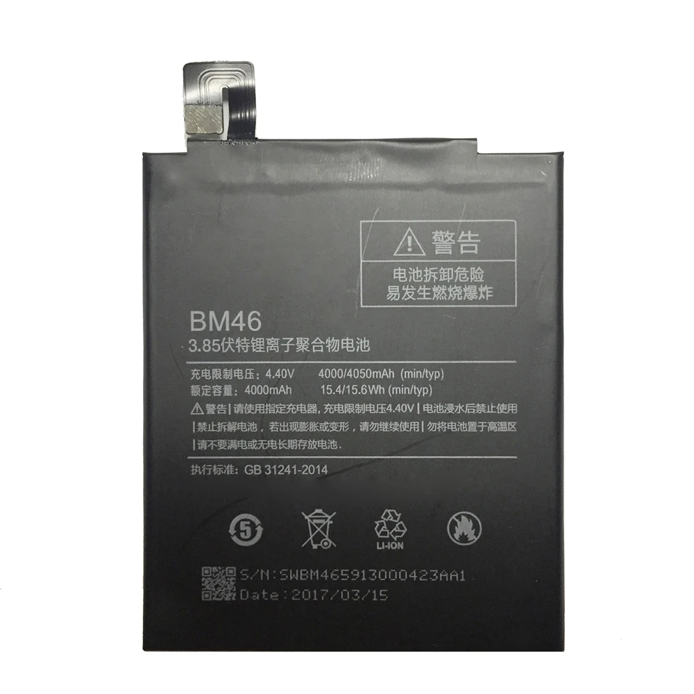 

YKaiserin Battery BM46 For Xiaomi Redmi Note3 Note3 pro BM46 BM 46 4000mAh Capacity Replacement Batteries