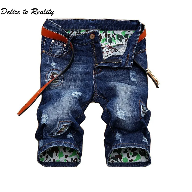 mens distressed casual short jeans hole straight ripped knee length pantscasual shortcasual