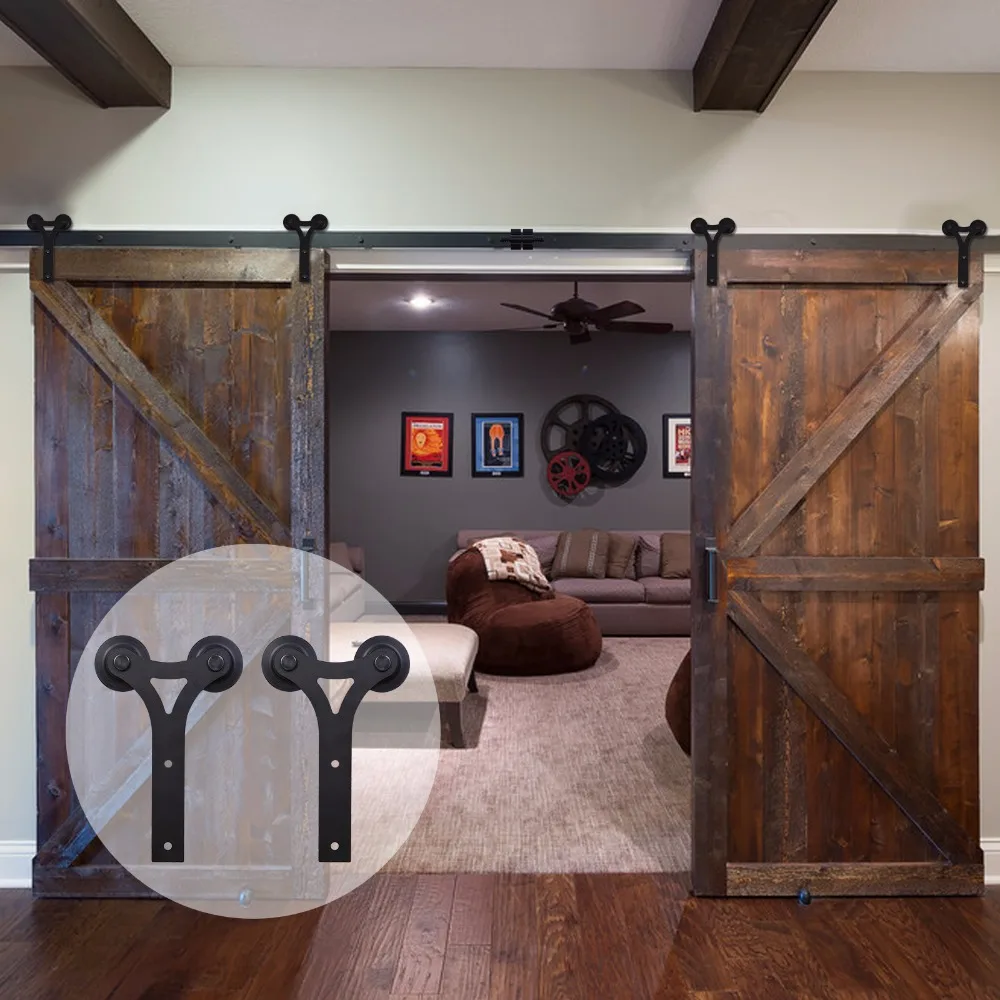 LWZH American Style Sliding Barn Wood Door Hardware Set 11FT 12FT font b Closet b font