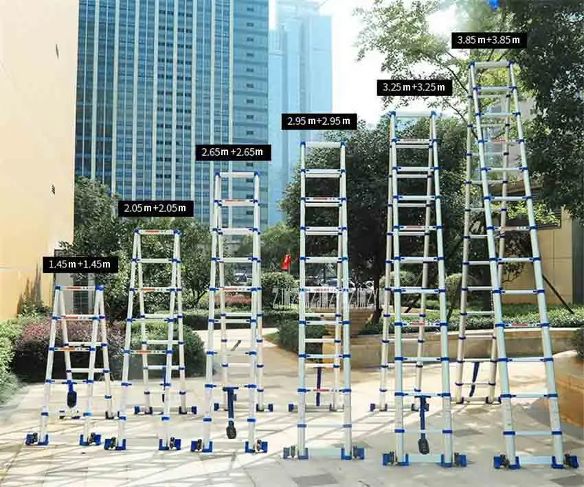 JJS511 высокое качество утолщение алюминиевого сплава елочка лестница портативный бытовой телескопические лестницы 2,05 м + 2,05 м 7 + 7 шагов