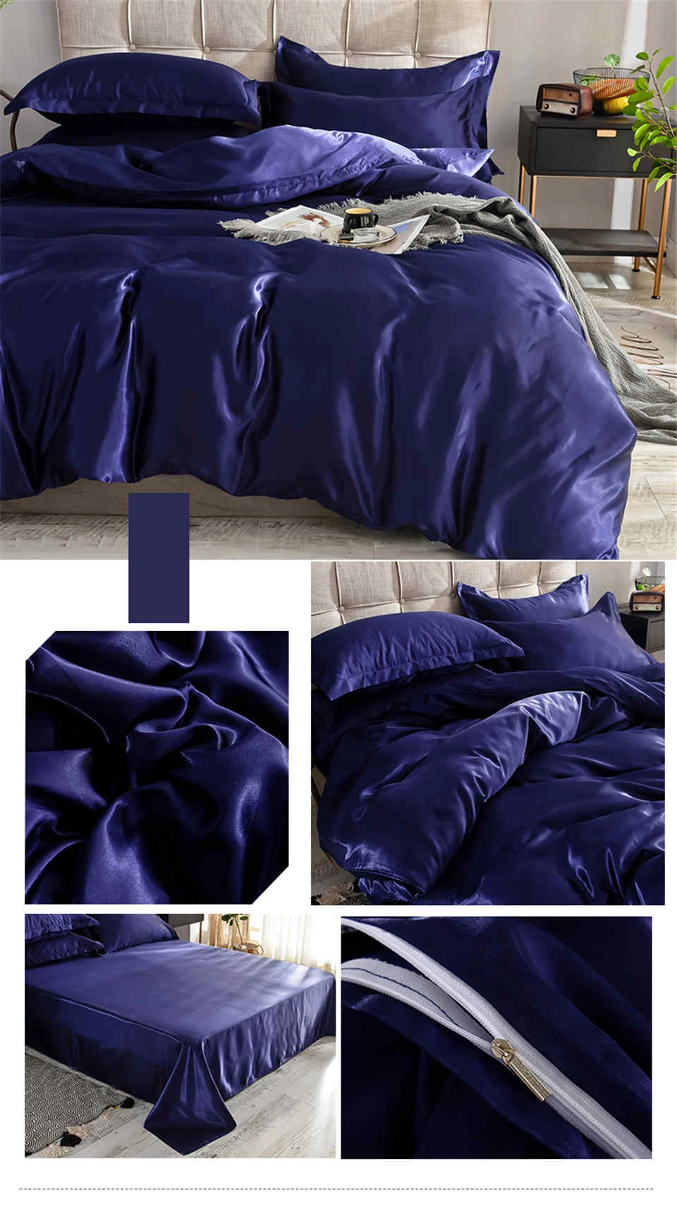 Slowdream Luxury Purple Stain Silk Bedding Set Silky Queen King Bed Set Bedclothe Duvet Cover Queen King Sheet Pillowcase