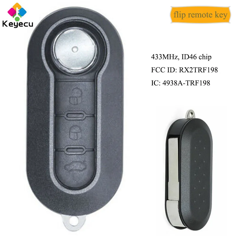 

KEYECU Flip Remote Control Car Key With 3 Button 433MHz ID46 Chip - FOB for Citroen Jumper for Peugeot Boxer 2008-2015 RX2TRF198