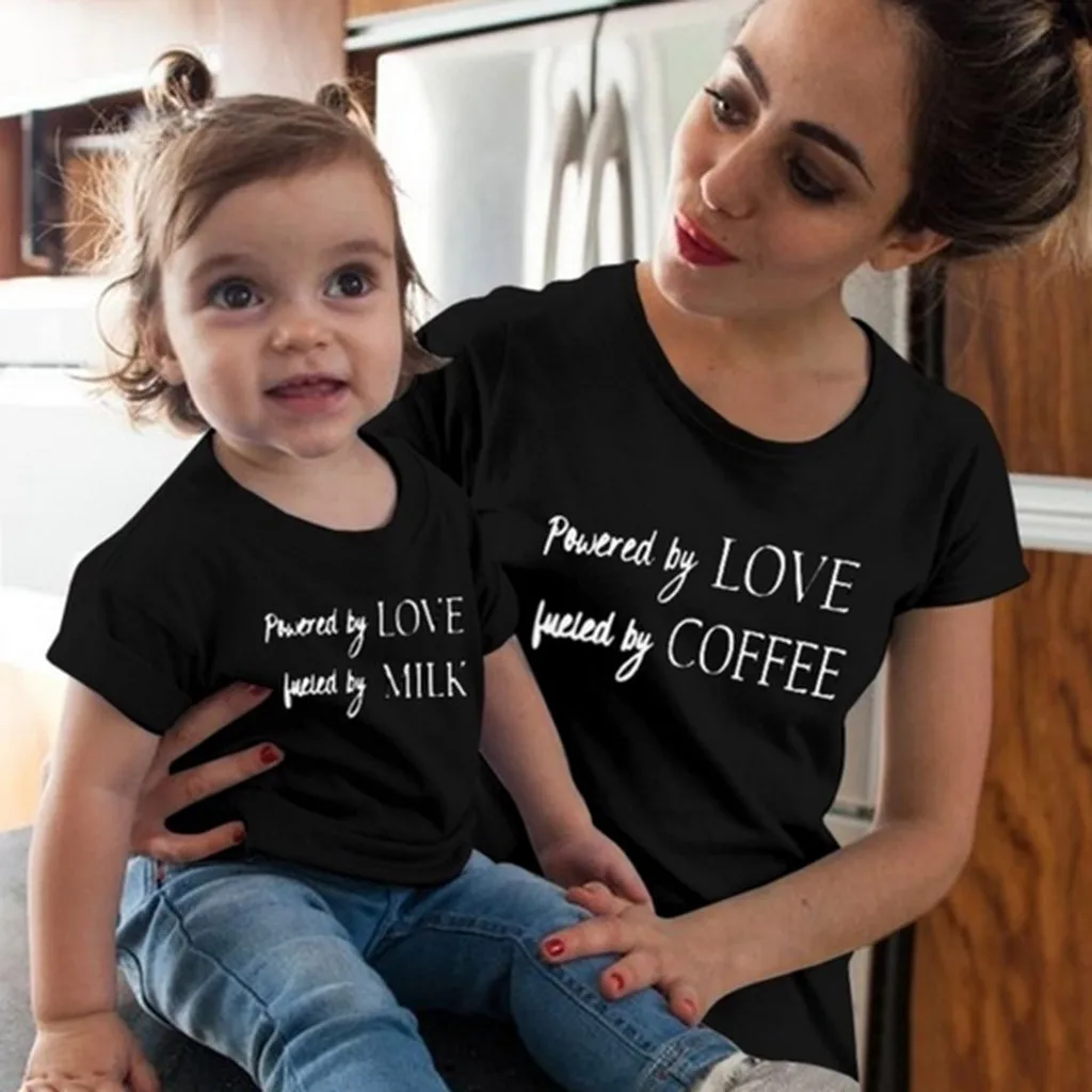 

Mother and Daughter Clothes Print Short Sleeve T-shirts Tops Blouse