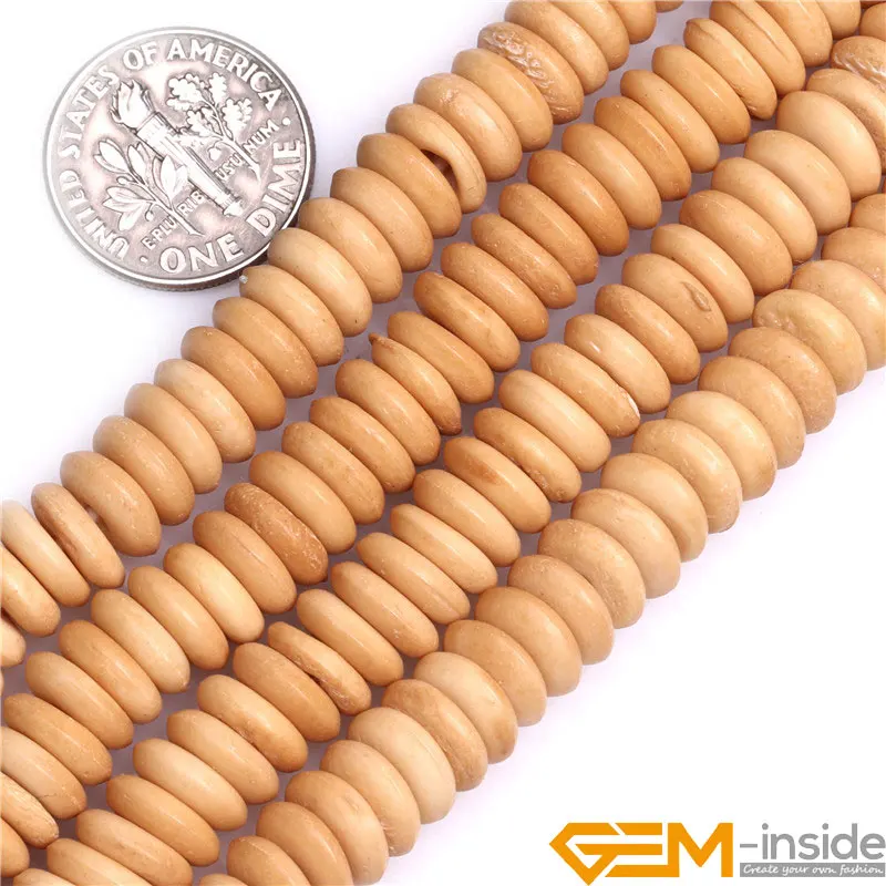 

Big Hole (hole 2mm ) Yellow Rondelle Donuts Bone Heishi Spacer Beads For Jewelry Making 10" (About 100 pcs per strand)
