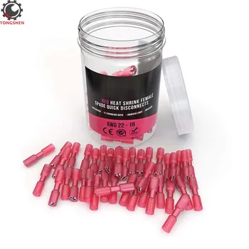 

60Pcs Heat Shrink Spade Terminal Connectors Isulated Electrical Splice Wire Connector Red Female Spade Crimp Terminal Connnector