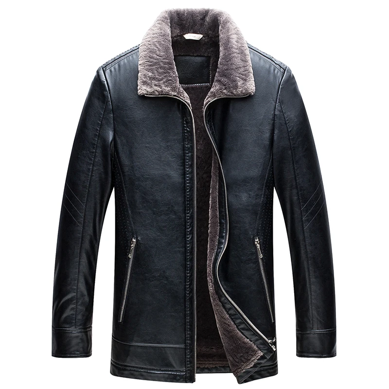 New Style Men's Winter Faux Leather Jackets and Coats Motorcycle Jacket  Cashmere Waterproof Men Brand Clothing Leather Jacket