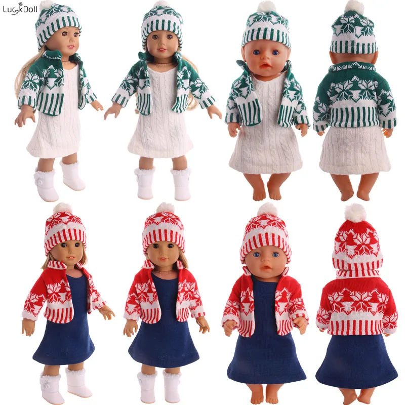 Luckdoll 7 стилей Одежда для кукол зимний костюм 3 предмета = юбка + пальто шапка