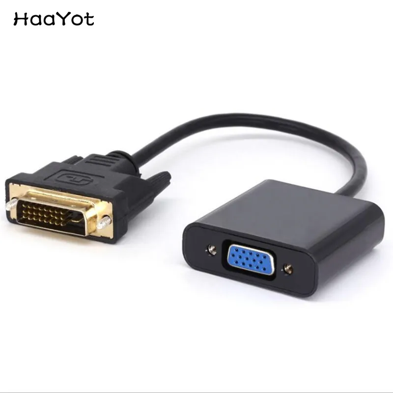 HAAYOT 1080P DVI to VGA Adapter Monitor Cable 24+1 25 Pin DVI Male to 15 Pin VGA Female HDTV