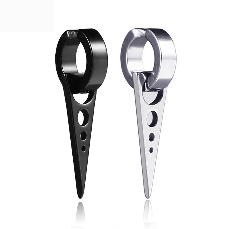 

1 Pair 2PC Black Titanium Steel Triangle Arrow Clip Earrings Male Female Earrings No Ear Hole Men Earrings Trendy Party Jewelry