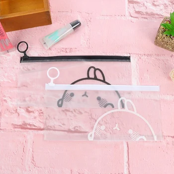 

1Pc Cute Rabbit Sheer Pvc Pencil Pen Case Cosmetic Pouch Pocket Makeup Bag
