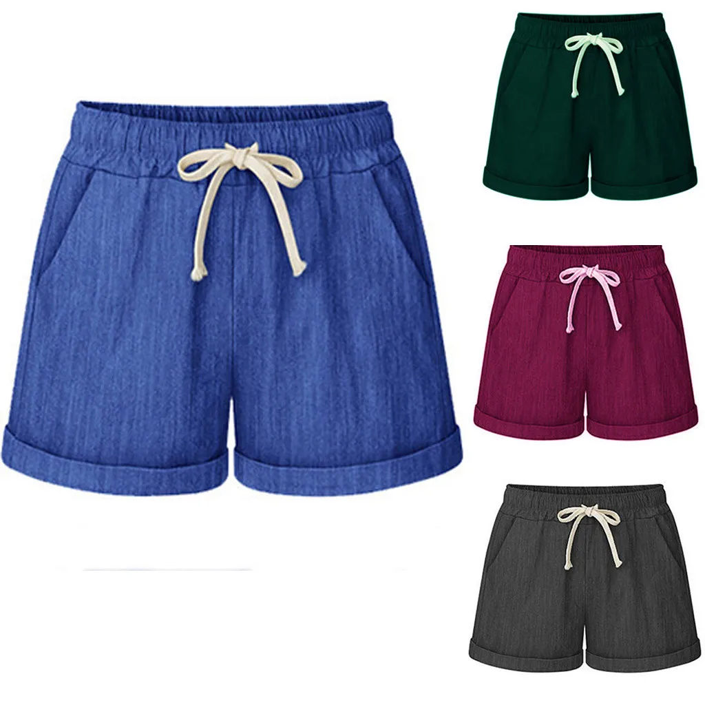 Pantalon Ancho Trainingsbroek Vrouwen, Женская карманная повязка больших размеров, одноцветные шорты для бега, спортивные широкие шорты Z4