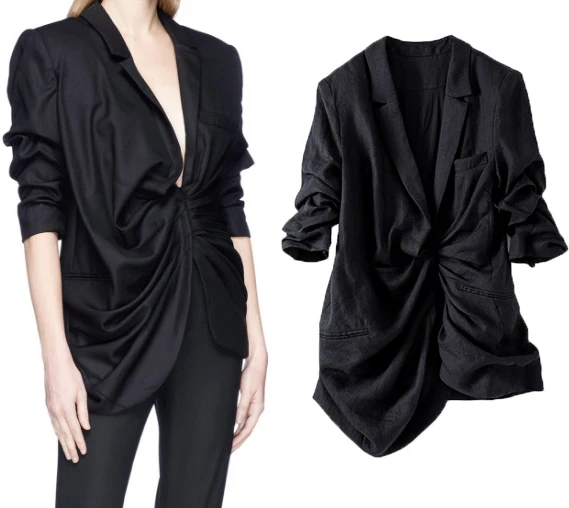 Costumes Et Blanc Mince Femelle Lâche Joker Petit Spectacle Fold Manteau De Grande Costume Nouveau Printemps D'été Yards Longue 76Yfgbyv