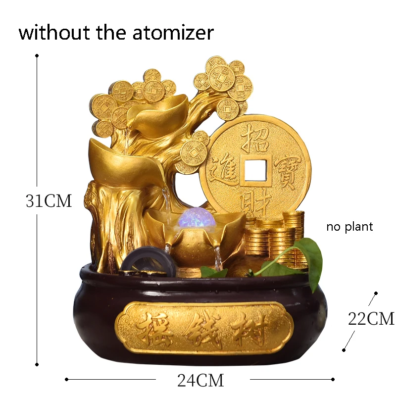 110 V-220 V деньги Дерево фонтан воды натуральный камень смола Feng Shui хрустальный шар Waterscape Настольный бонсай дома Lucky Декор украшением в виде банта